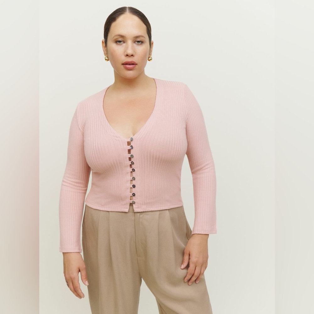 Reformation Gellar Knit Top Pink
